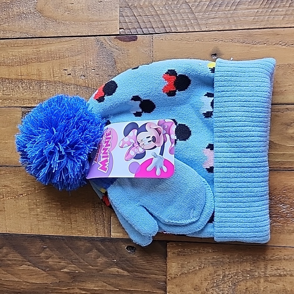 Minnie Mouse Licensed Toddler Knit Beanie Hat & Mitten Set